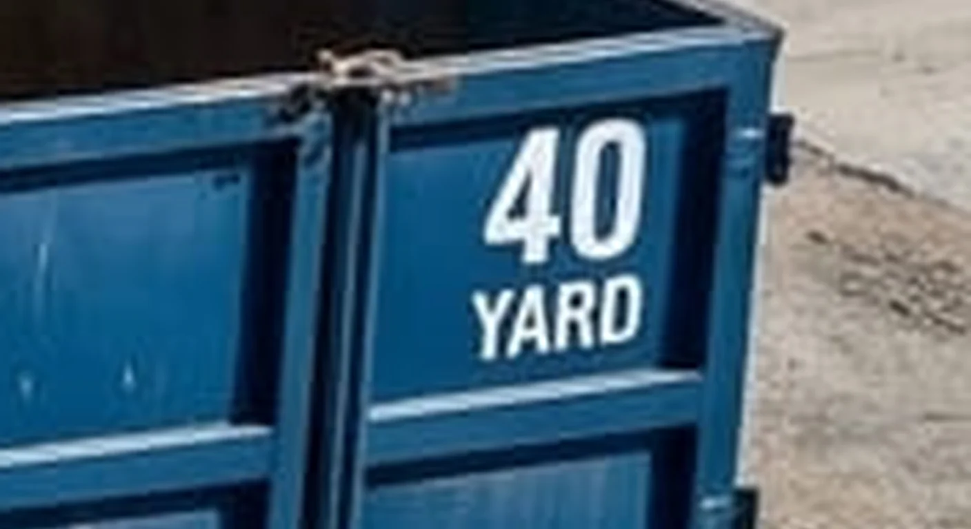 40 Yard Dumpster Rental in Conroe, TX A clean, correctly-labeled 40 yard Birch & Son Dumpster Rental Conroe roll-off container staged at the company yard, part of a five-container size lineup